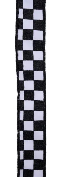 1.5" X 10 YD PRINT GLITTER CHECK-WHITE/BLACK Craig Bachman RGH1059X6