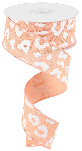 1.5" x 10yd Animal Print On Royal - Peach/White Craig Bachman RGC140321
