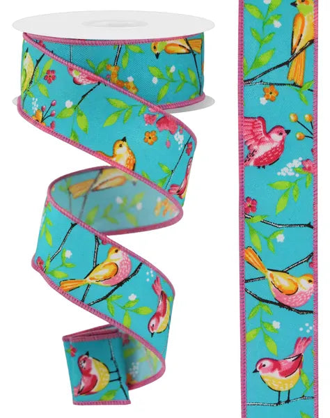 1.5" x 10yd Birds W/Floral Branches Shirleys of Collins rge1759a2