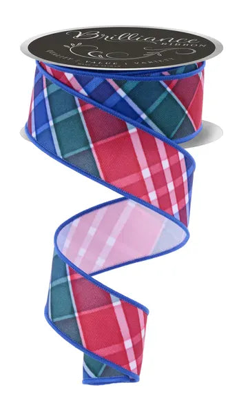 1.5" x 10yd Bold Plaid - Red/Emerald/Royal Blue Craig Bachman LS1114J5