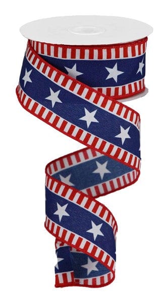 1.5" x 10yd Bold Stars And Stripes - White/Red/Blue Craig Bachman Ribbon RGC1079A1