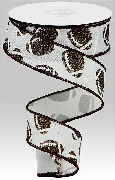 1.5" x 10yd Glitter Football - White/Chocolate Craig Bachman RGA117327