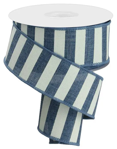 1.5" x 10yd Horizontal Stripe - Faded Denim/Ivory Craig Bachman rx91488k