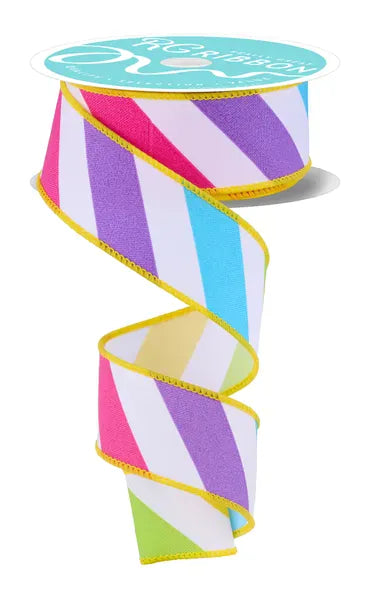 1.5" x 10yd Large Multi Diagonal Stripe Shirleys of Collins rgc1888w5