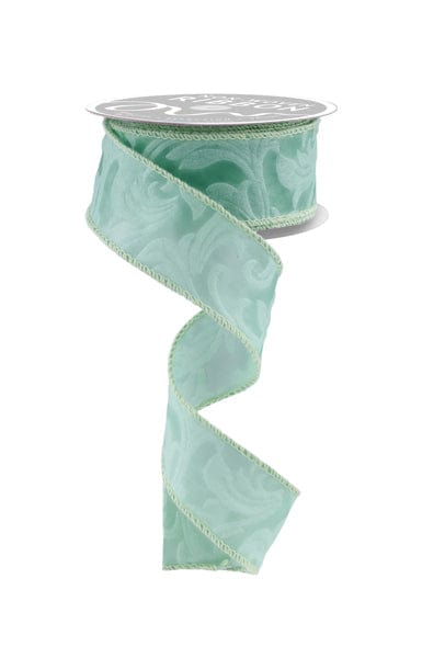 1.5" x 10yd Leaf Filagree - Celadon Craig Bachman Ribbon