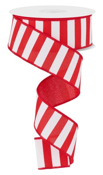 1.5" x 10yd Medium Horizontal Stripe - Red/White Craig Bachman Ribbon RGE111124