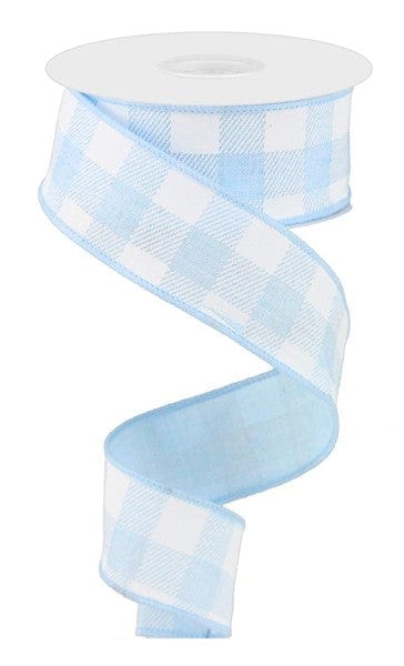 1.5" x 10yd Striped Check On Royal - Pale Blue/White Craig Bachman Ribbon RG0179914