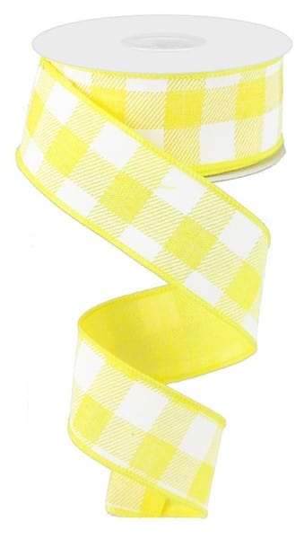 1.5" x 10yd Striped Check On Royal - Yellow/White Craig Bachman Ribbon RG0179929