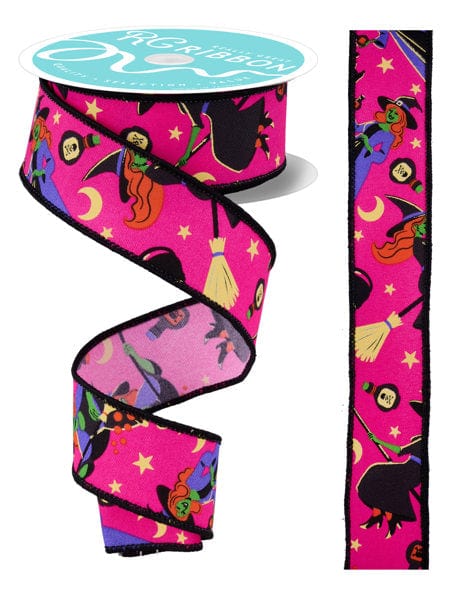 1.5" x 10yd Vintage Witch - Hot Pink/Multi Craig Bachman RIBBON RGF197911