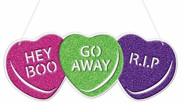 10"L x 4"H Halloween Conversation Heart - Hot Pink/Purple/Lime Craig Bachman Signs HH762467