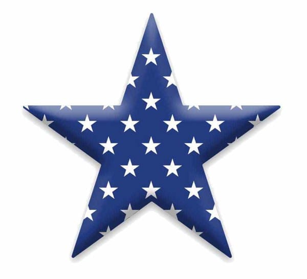 10"L x 9.5"H Metal/Embossed Star - Blue/White, Stars Craig Bachman Signs MD1536C8