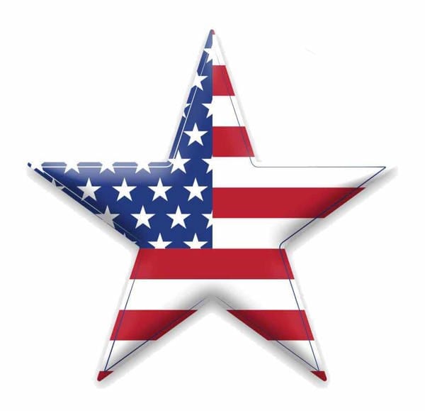 10"L x 9.5"H Metal/Embossed Star - Red/White/Blue, Flag Craig Bachman Signs MD1536C5