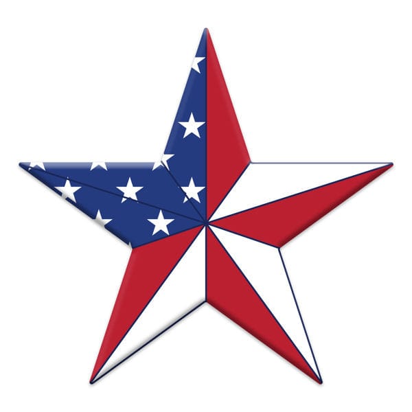 10"L x 9.5"H Metal/Embossed Star - Red/White/Blue, Stars Craig Bachman Signs MD1536E8