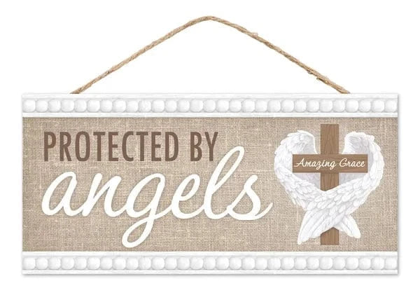 12.5"L x 6"H Protected By Angels Sign Craig Bachman AP740092