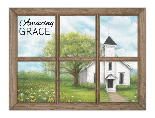 12.75"L x 9.5"H Grace Church Window Sign - Wht/Grn/Blue/Ylw/Brwn Craig Bachman Signs MD1541