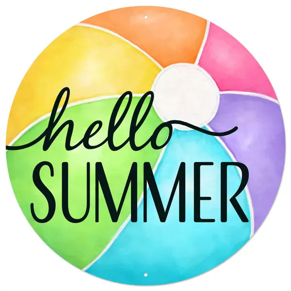 12"Dia Hello Summer Beachball Sign Craig Bachman MD1763