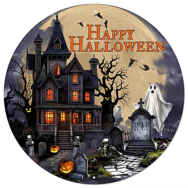 12"Dia Metal Halloween/House Sign Craig Bachman MD1799