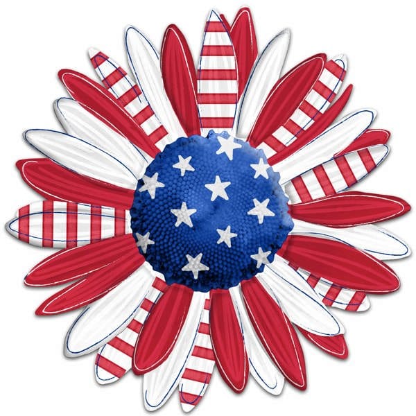 12"Dia Metal Patriotic Flower Sign - Red/White/Blue Craig Bachman Signs MD1573E8