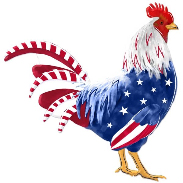 12"H x 11.75"L Patriotic Rooster Sign - Red/White/Blue Craig Bachman Signs MD1574F7