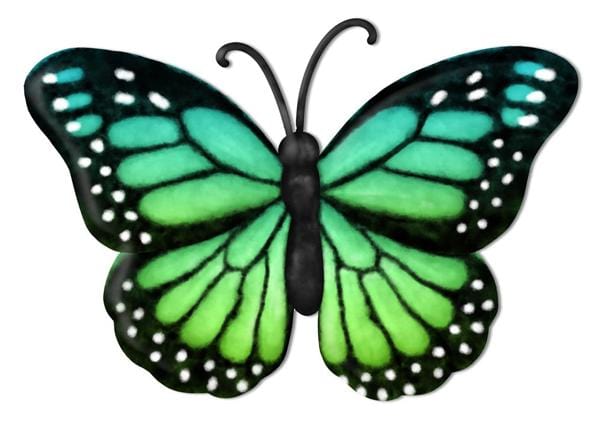 12"Lx8.3"H Metal/Embossed Butterfly - Blue/Green/Black/White Craig Bachman Signs MD079845
