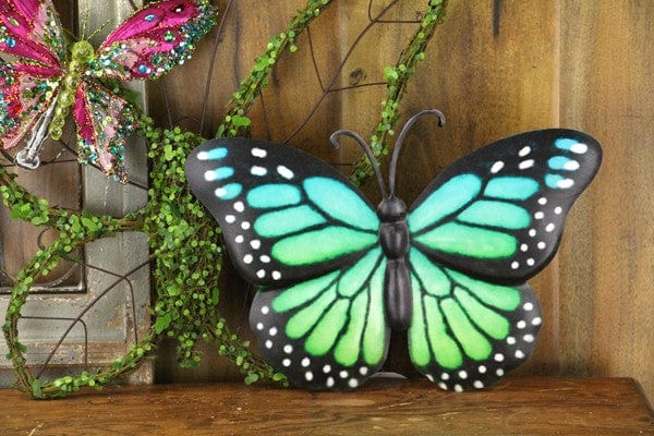 12"Lx8.3"H Metal/Embossed Butterfly - Blue/Green/Black/White Craig Bachman Signs MD079845