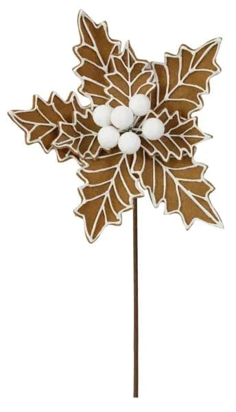 13"L Gingerbread Poinsettia Pick Craig Bachman XS3954