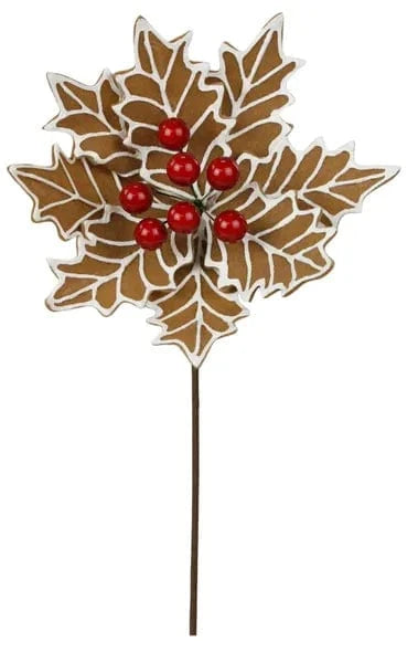 14"L Gingerbread Poinsettia Pick Craig Bachman XS3953