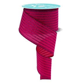 2.5" Glitter Vertical Stripe Ribbon: Hot Pink (10 Yards) Craig Bachman RGF197111