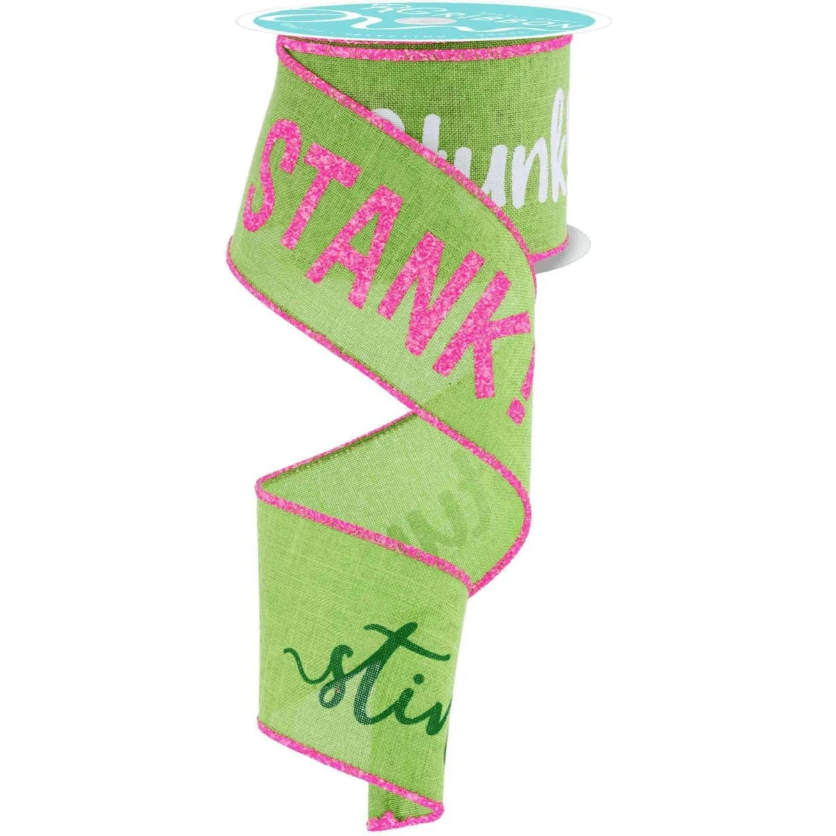 2.5" Stink Stank Stunk Ribbon: Pink/Green (10 Yards) Craig Bachman RGH104633