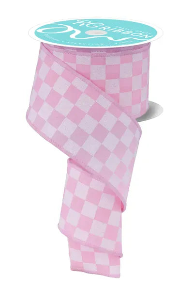 2.5" X 10 YD PRINT GLITTER CHECK-LT. PK/WHITE Craig Bachman RGH103715