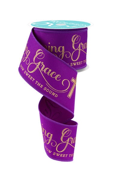 2.5" x 10yd Amazing Grace - Purple/Gold Craig Bachman Ribbon RGF152523
