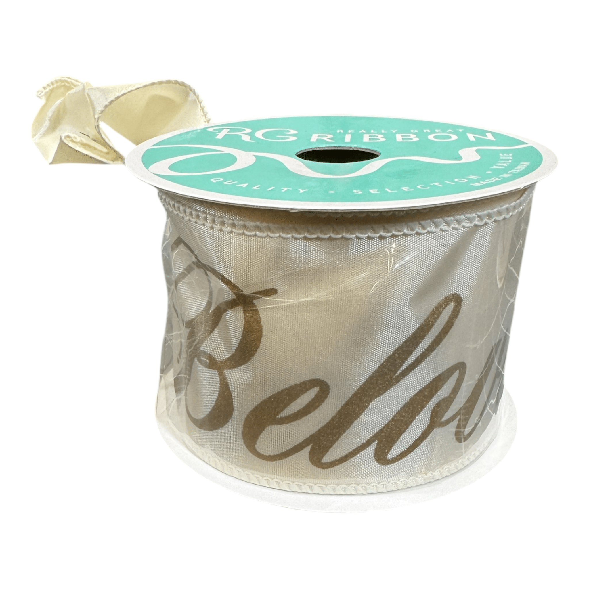 2.5" X 10YD BELOVED RIBBON - CREAM/GOLD Shirleys of Collins RG185433