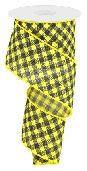 2.5" x 10yd Bias Gingham Pattern - Sun Yellow/Black Shirleys of Collins RGC1331CJ