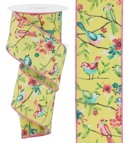 2.5" x 10yd Birds W/Floral Branches Craig Bachman RGE176029