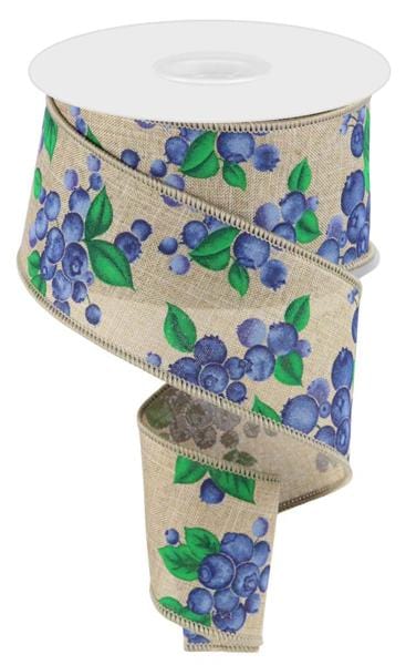 2.5" x 10yd Blueberries - Lt Beige/Blue/Green Shirleys of Collins RGC175301