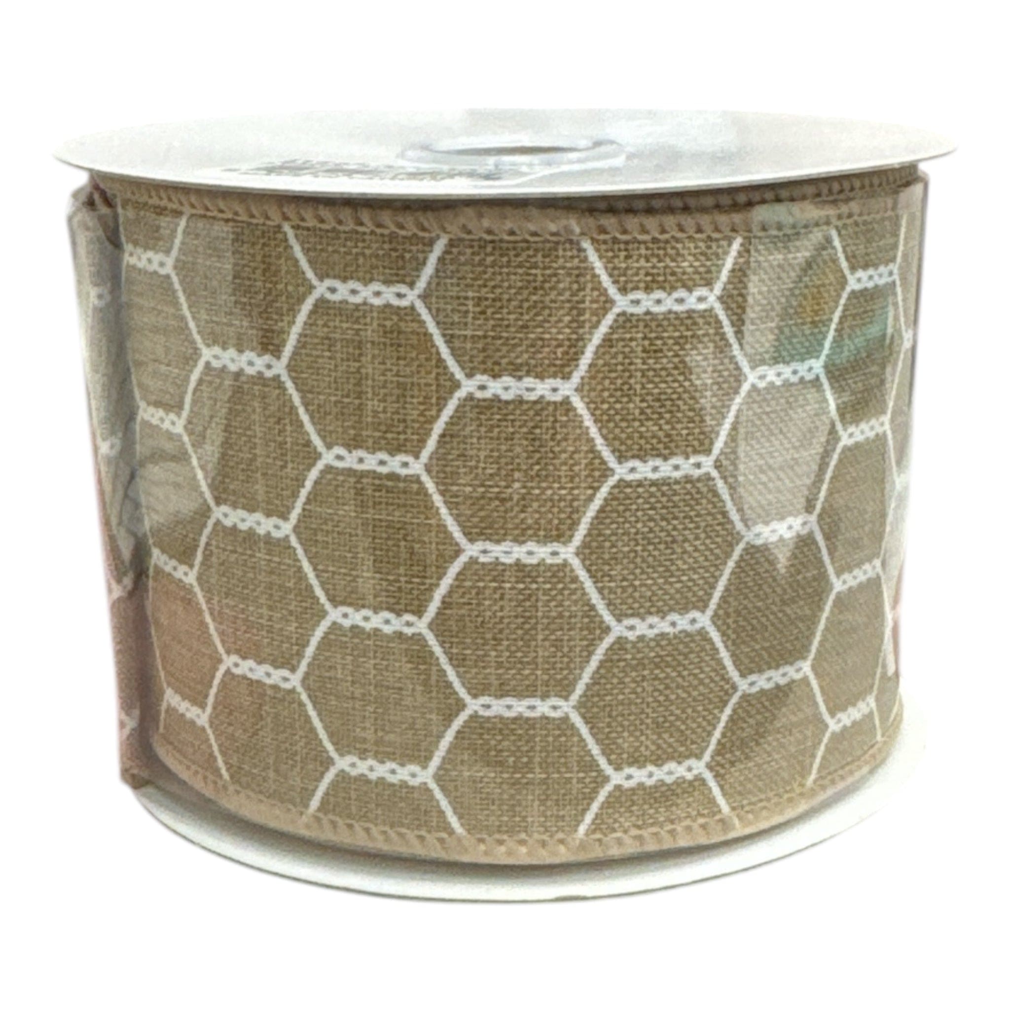 2.5" X 10YD Chicken Wire Ribbon - Brown/White Shirleys of Collins RGA1086CJ