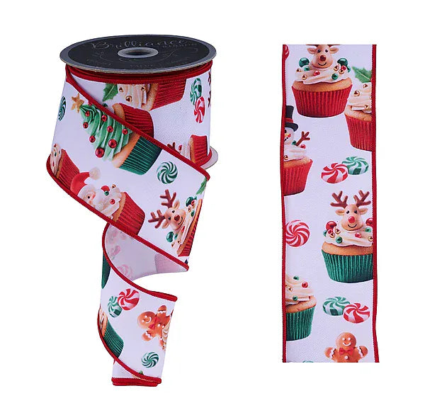2.5" x 10yd Christmas Cupcakes - White/Red/Green Craig Bachman LS115356