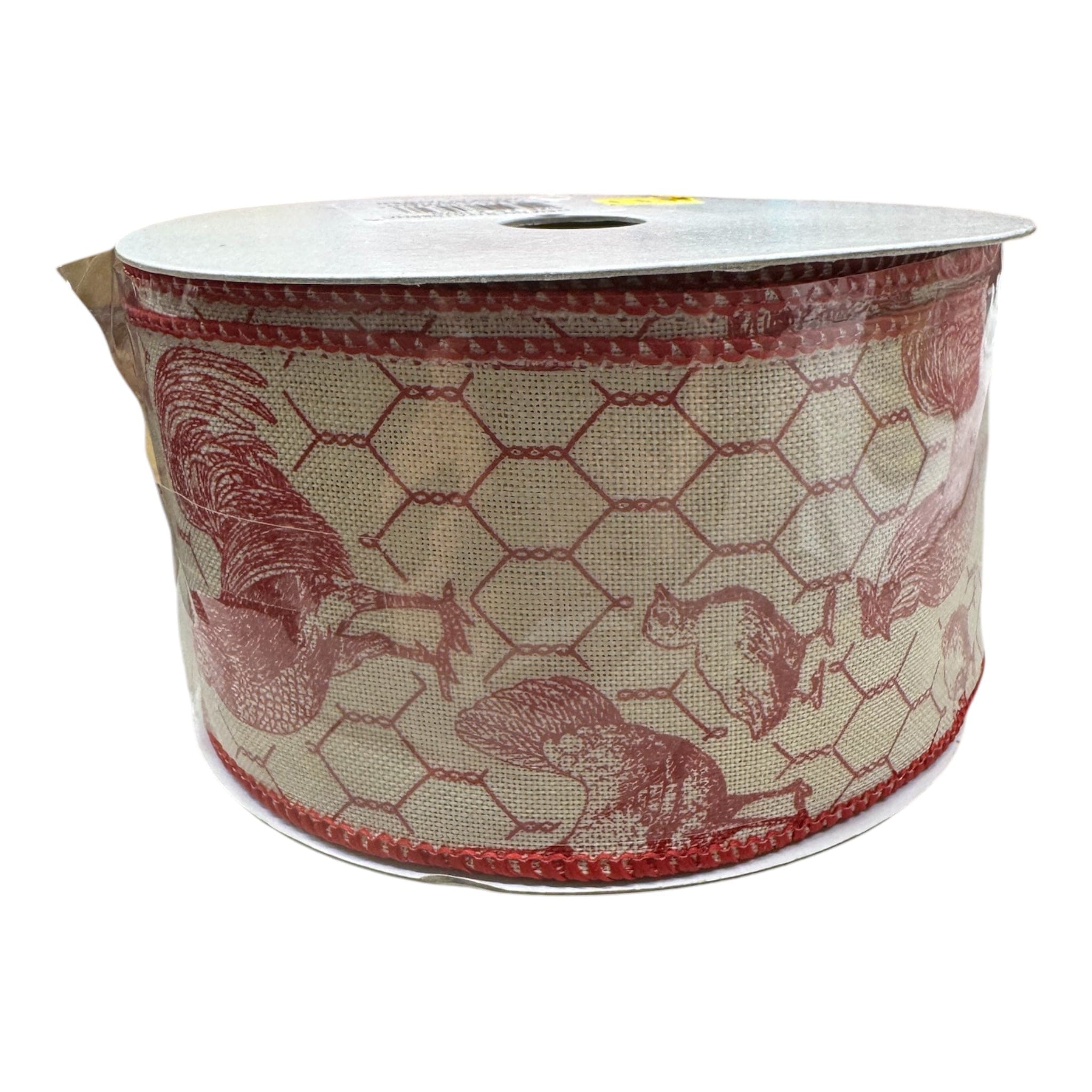 2.5" x 10Yd Farmhouse Ribbon - Red/Tan Shirleys of Collins RGA1088HC