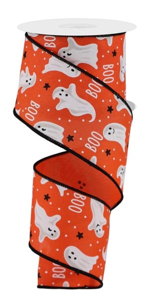 2.5" x 10yd Ghosts/Boo - Dk Orange/White/Black Craig Bachman RIBBON RGE181620