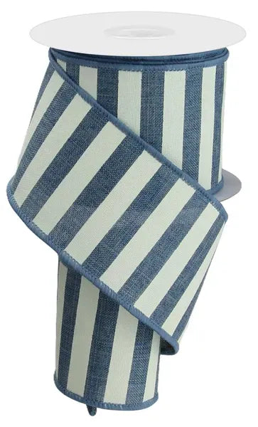 2.5" x 10yd Horizontal Stripe - Faded Denim/Ivory Shirleys of Collins RX91498K