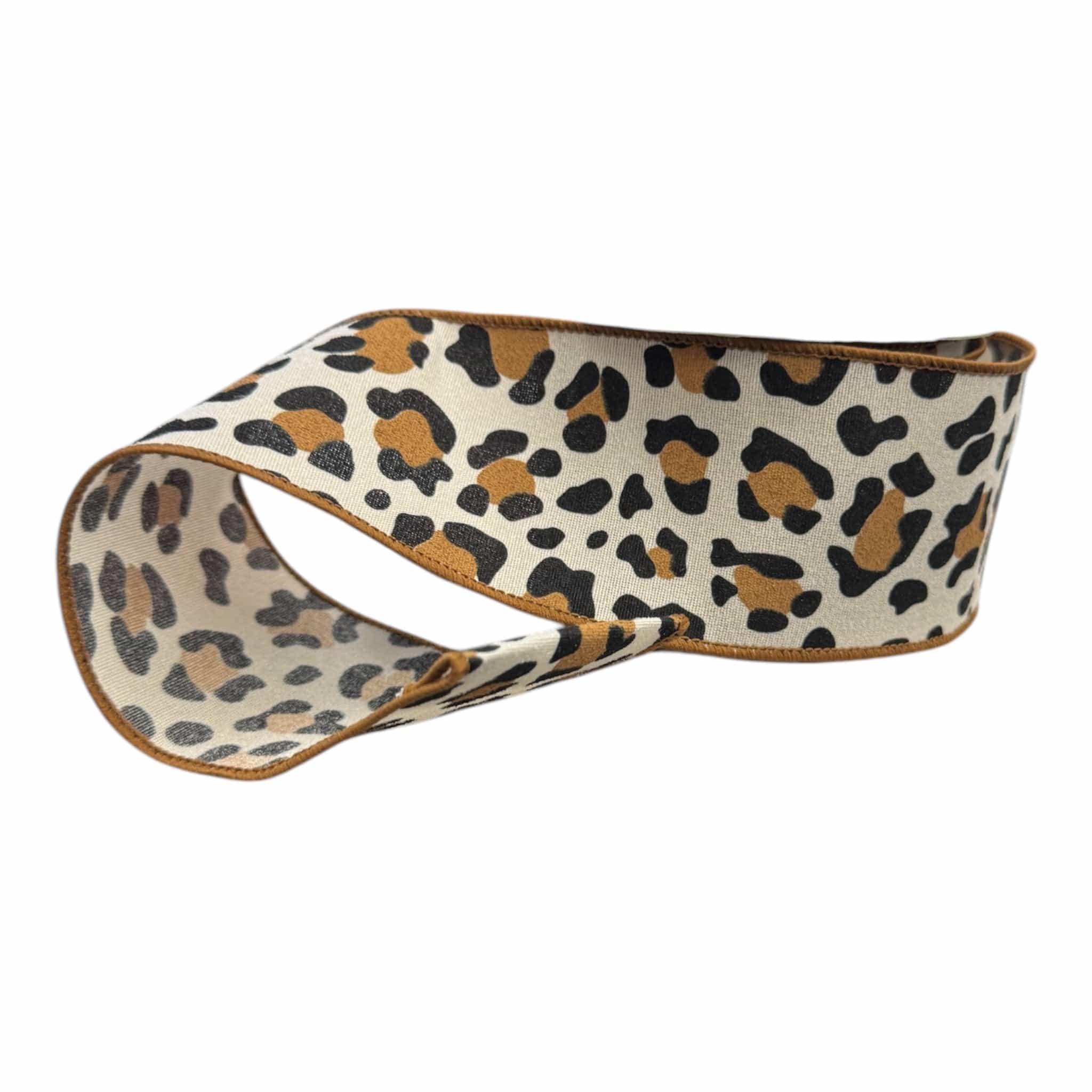 2.5" X 10YD LEOPARD PRINT/FUZZY FABRIC - NATURAL/BLACK/BROWN Craig Bachman RGB140718