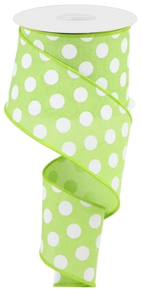 2.5" x 10yd Medium Multi Dots - Bright Green/White Shirleys of Collins RX9146H2