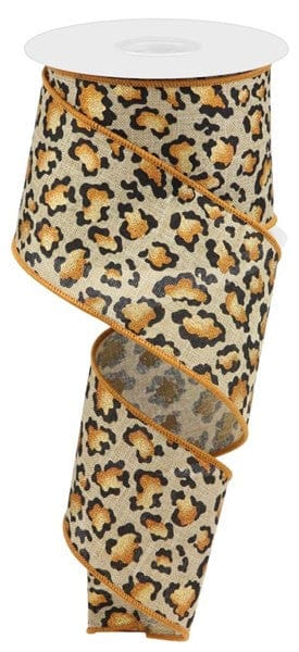 2.5" X 10YD METALLIC ANIMAL PRINT/ROYAL - LIGHT BEIGE/BLACK/RUST/GOLD Craig Bachman RGC135201