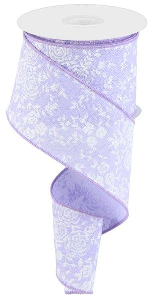 2.5" x 10yd Mini Rose On Royal - Lavender/White Shirleys of Collins RGC186113