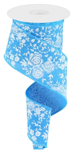 2.5" x 10yd Mini Rose On Royal Shirleys of Collins rgc186134