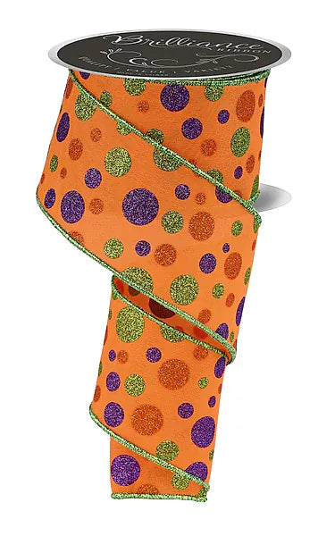 2.5" x 10yd Multi Polka Dot - Orange/Purple/Lime Craig Bachman LS304120