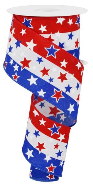 2.5" x 10yd Multi Stars On Stripes - Red/White/Blue Craig Bachman Ribbon RGE163627