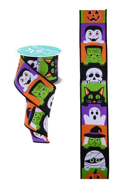 2.5" x 10yd Peek A Boo Halloween - White/Multi Craig Bachman RIBBON RGF1632RT