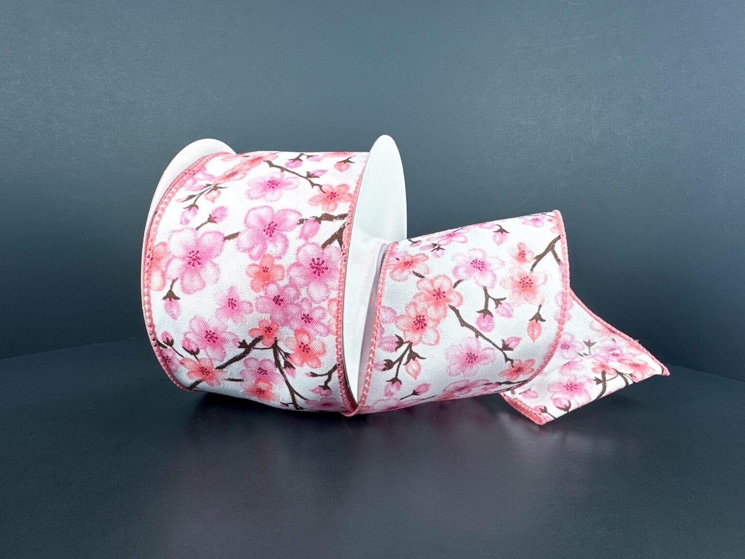 2.5" X 10YD Satin Flower Ribbon - White/Peach/Pink Jascotina 42626-40-23