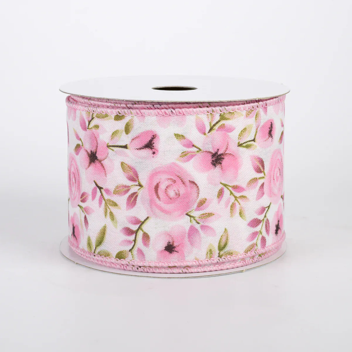2.5" X 10YD Satin Mauve Tulips Ribbon - Ivory Jascotina 42618-40-34